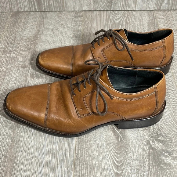 J. Murphy by Johnston & Murphy Leather Novick Lace Up Cap Toe Oxfords Brown 8M - Picture 1 of 14